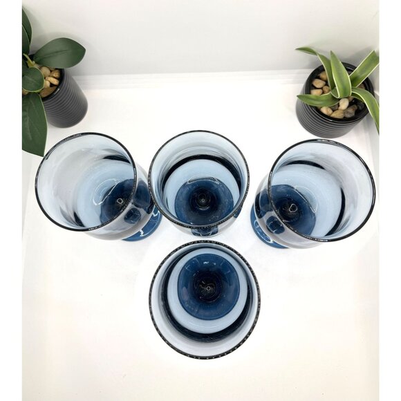 Vintage Set of 4 Libbey Dusky Blue Water Glasses Stemware Goblets Tulip Shaped - Picture 8 of 12